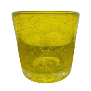 Bright Yellow Small Glass Tumbler with Bubble Glass Pattern